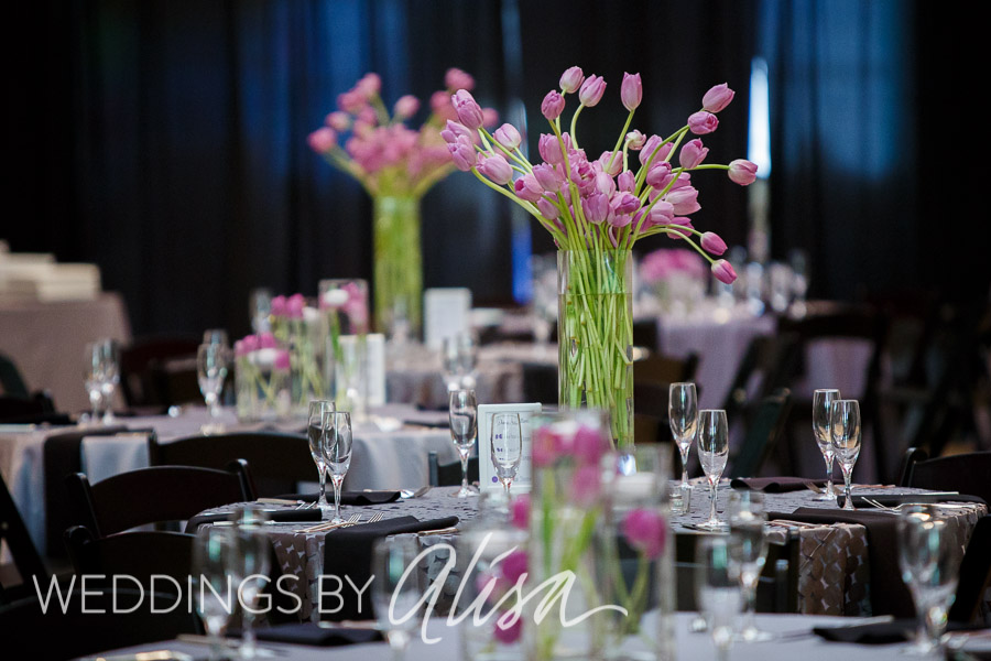 Black, silver, purple wedding details in Pittsburgh